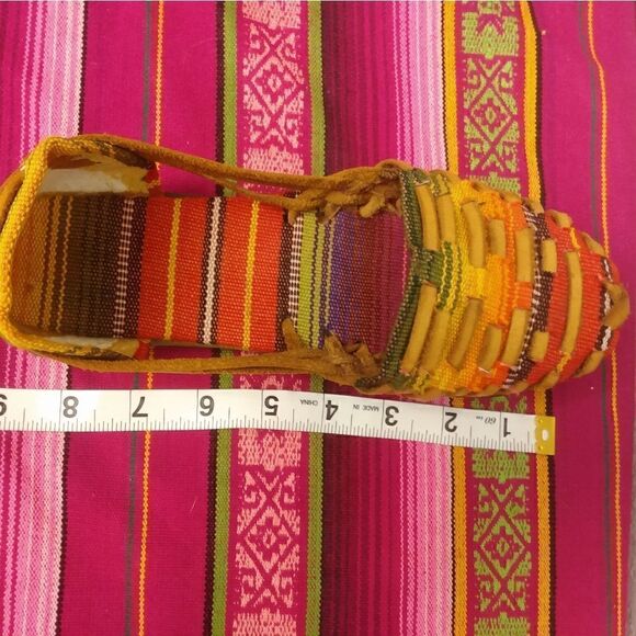 NEW Guatemalan Handmade Leather Boho Bohemian Hippie Shoes Flats Size 7 - Picture 2 of 10